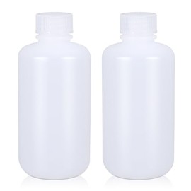 ASEVAT 250ml/8.45 oz Narrow Mouth Round Chemical Container, Plastic Leak Proof HDPE bottle, Lab Reagent Bottles, Water Sample Bottles (2 Pcs)