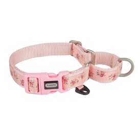 Petiry Martingale Dog Collar,Floral Pattern,with Safety Quick Release Buckle,Escape-proof Anti-pull for Small Dogs(Pink Floral,S)