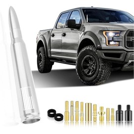 Car Bullet Antenna, New Upgrade Silver - American Flag).Truck Exterior Trim Accessories Car Vehicle Replacement Antenna Compatible with Ford F150 RAM 1500 GMC Heavy Duty Pickup Accessories (..
