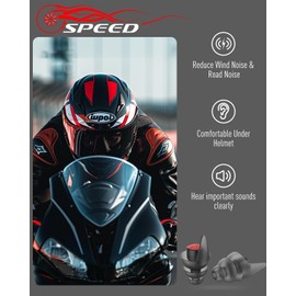 Hearprotek Motorcycle Ear Plugs 3 Pairs (S/M/L) - 24dB Wind Noise Reduction, Helmet-Compatible & Reusable | Noise Cancelling Ear Protection for Motorbike, Racing, Touring | Includes Travel Case(Black)