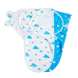 Hafaa Baby Swaddle Blanket 0-3 Months - 100% Breathable Organic Cotton Swaddles for Newborn - Adjustable Baby Swaddle Wrap Newborn - Soft Baby Blankets for Boys and Girls (Blue, Pack of 2)