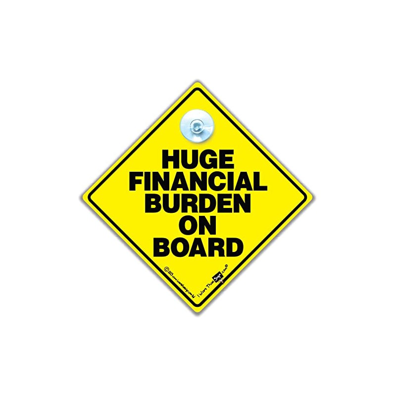 Hugh Financial Burden on Board Car Sign, Baby On Board