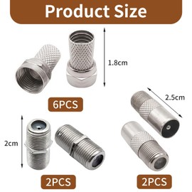 6 Set F Plug Connectors for RG6 Coaxial Cable Nickel Plated Micro Screw/Twist On Aerial Connectors for Satellite TV Sky HD Sky Q Freesat Virgin Media