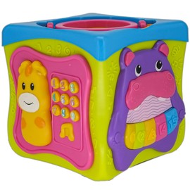 Kiddieland: Light & Sound: Activity Cube - Music & Animal Themed Interactive Toy, 6 Activities, Shapes Sorter, Piano Keys, Kids & Toddlers Ages 1 +