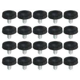 PATIKIL M4x6mm Knurled Thumb Screws, 20 Pack Male Thread Round Clamping Screws Knobs Hand Grip Bolts Mounting Fasteners for Lighting Furniture Hardware Black