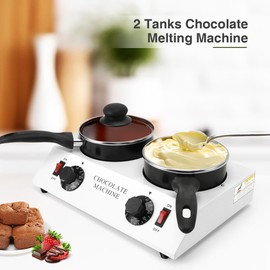 Chocolate Melting Pot Double Pots Constant Temperature Chocolate Tempering Machine for Melting Butter, Candy,Cheese 80W (US Plug 110V)
