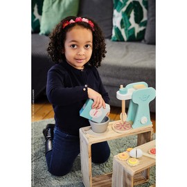 Janod - Wooden Little Mixer Set - Kitchen Make-Believe Toy - 6 Accessories Included - Suitable for Ages 8 and Up, J06605, White