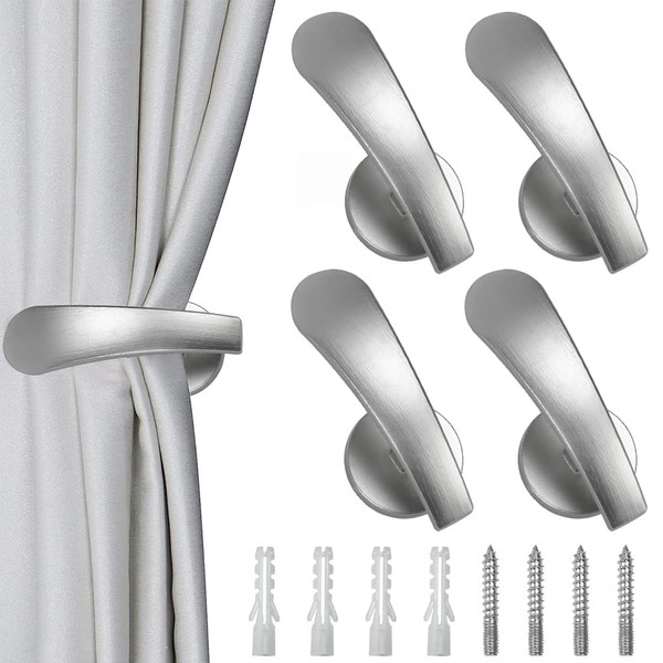 CYNNXIA 4 Pcs Curtain Tie Backs Hooks Aluminum Alloy Curtain