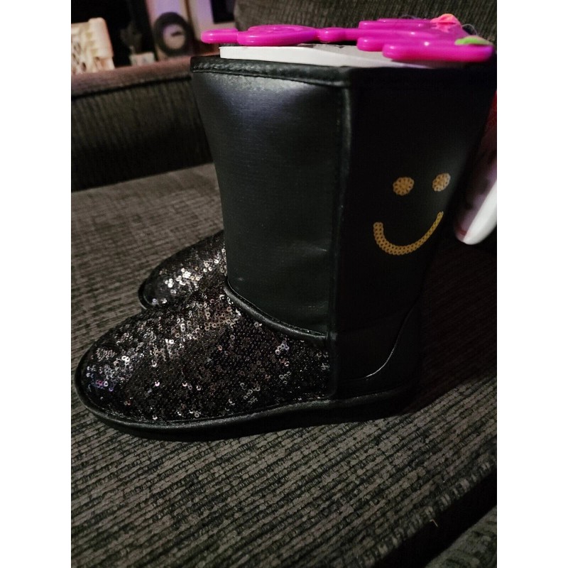 Little Miss Match Black Boots With Flip Sequins size 13
