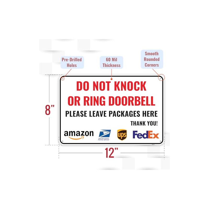 1PC Do Not Knock Or Ring Doorbell Sign 12 x