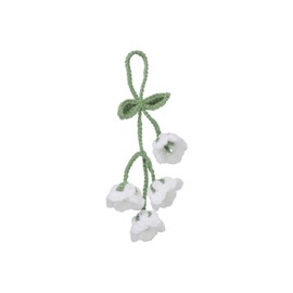 uxcell Crochet Car Hanging Accessory, Handmade Ornament with 4 Cute Little Lily of The Valley Flowers for Car Decor Bag Keychain, White