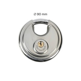 90mm Round Discus Padlock - Heavy Duty & Secure Lock - Ideal for Bags, Cupboards, Gates and More | Reliable Security | Easy Installation