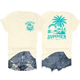 Graphic Tees Women Oversized T-Shirts: Summer Hawaiian Beach Tops Shirts Hawaii Tropical Beachy Short Sleeve Outfit