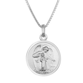 trendor Necklace with guardian angel pendant, diameter 18 mm, 925 silver, elegant jewellery for men and women, magical gift idea, 41472, Sterling Silver