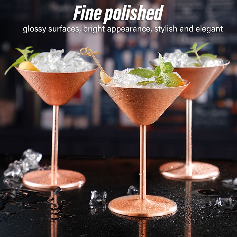 Stainless Steel Martini Glasses Fine Polish Rustproof Elegant Modern Martini