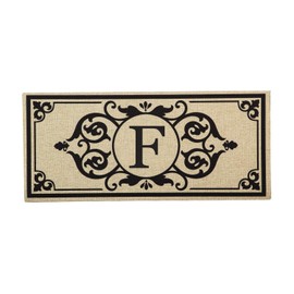Evergreen Sassafras Monogram F Interchangeable Entrance Doormat | Indoor and Outdoor | 22-inches x 10-inches | Non-Slip Backing | All-Season | Low Profile | Home Décor