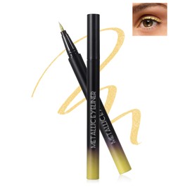 Glitter Liquid Gold Eyeliner, Diamond Shimmer Eyeliner Waterproof Long-Lasting, Metallic Satin Eyeliner Colourful, Ultra Fine Feather, Highly Pigmented Smudge-proof Eye Makeup for Party Stage 06#