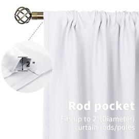 BGment Short White Curtains 36 Inches Length - Rod Pocket 42 Inch Width Privacy Window Treatments Drapes for Kitchen Cafe Bathroom, 2 Panels, 42 x 36 Inch