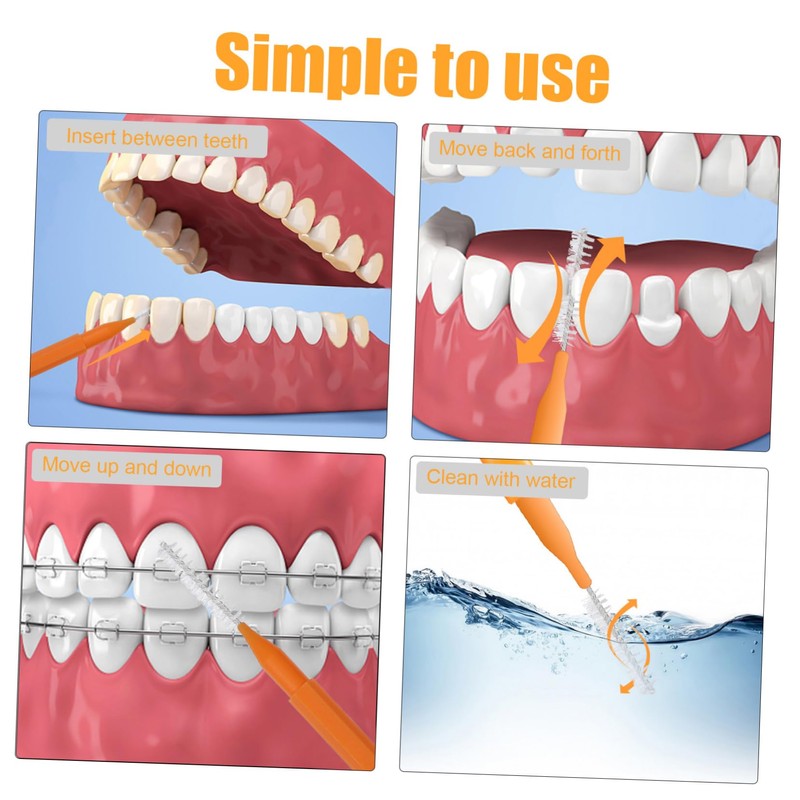 Healeved 100Pcs Interdental Brushes for Braces Portable Cleaning Tools for