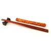 thebigmango.co.uk Wooden Round Black Chopsticks Set with Matching Rest and