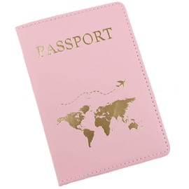 Passport Holder Cover, PU Leather Passport Cover Case Organiser with Wallet for Credit Card, Money, Business Cards, Passport, Boarding Passes for Women Men (Pink)