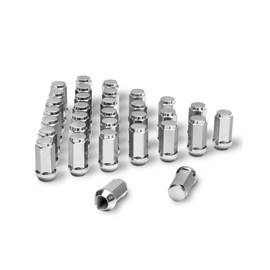 Dynofit M14x1.5 Wheel Lug Nuts for Silverado Sierra 2500 3500, 32pcs 14mm-1.5 Closed End Chrome Lug Nuts Compatible with Ford F250 F350 Aftermarket Wheel, 1.8"Height Slim Tuner Lug Nuts