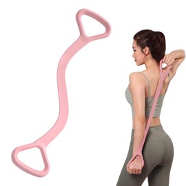 Adorila Figure 8 Resistance Band, for Men's and Women's Fitness, Portable Elastic Ropes for Yoga, Pilates（15LB Pink）