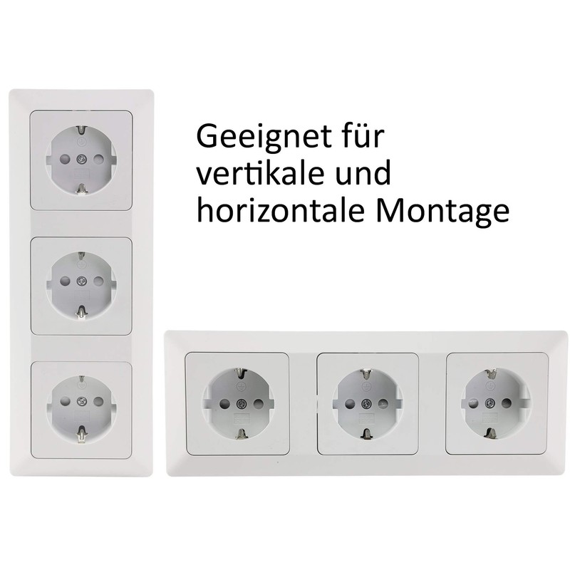 Milos 3-Way Socket Flush-Mounted White 3x Sockets with Increased Touch