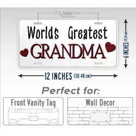 SignsAndTagsOnline World's Greatest Grandma Cute License Plate Rustic Grandmother Auto Tag