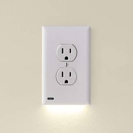 2 Pack - SnapPower GuideLight [For Duplex Outlets] - Replaces Plug-In Night Light - Electrical Receptacle Wall Plate With LED Night Lights - Auto On/Off Sensor - (Duplex, White)