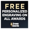Crown Awards Customizable Crystal Trophy, 4.5" Engraved Thank You Red