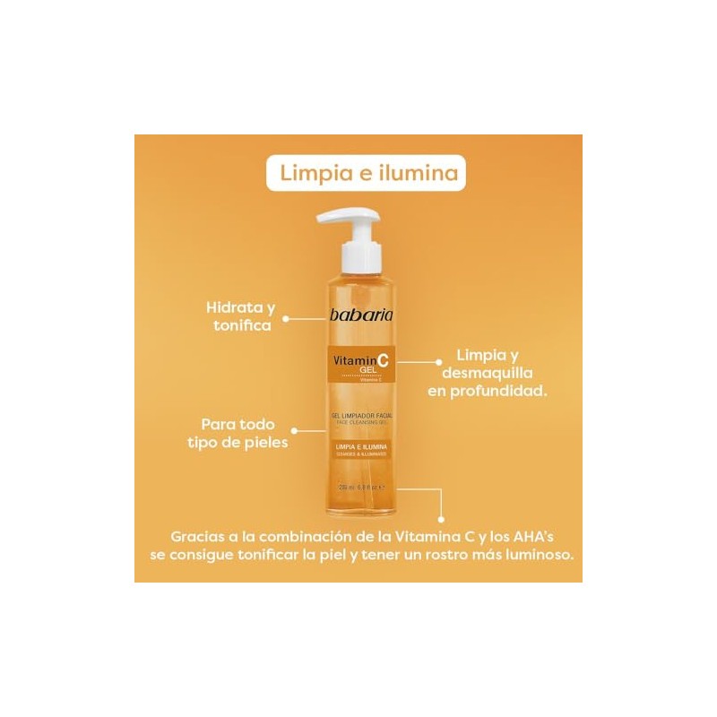 Babaria Gel Limpiador Facial con Vitamina C y AHA 200