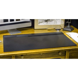 Dacasso"Black Leather Top-Rail Desk Pad/Desk Protector, 34.00 x 20.00 x 0.50 (PR-1021)