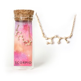 Scorpio 18k Gold Constellation Zodiac Star Necklace Gift Set, Birthday Astrology Gifts for Women, Teens, Birth Flower Gift for Her