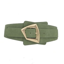 ZAHSY Green Waist Belt for Dress Corset Womens Western Belt for Lady Women Belts for Dresses Vintage Thick Elastic Belts for Women with Gold Buckle