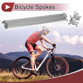 HEROFFIX 12 Set 14G Bicycle Spokes 195mm Bike Wheel Spokes 304 Stainless Steel Silver Tone