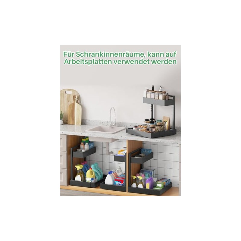 UMDONX Sink Kitchen Organiser 2-Tier Under Sink Shelf | Pull-out