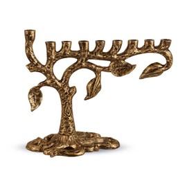 (Antique Gold) - Zion Judaica Artistic Menorah Tree of Life (Antique Gold)