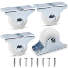 Caster Wheels Set of 4 Small Castor Wheels + Screws, 25mm Castor Wheels Fixed Heavy Duty Castor Wheels Small for Replacement Furniture Wheel Furniture Castors Wheels