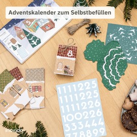 Advent Calendar for Filling Children and Adults: Advent Calendar 2024 for Filling - Cardboard Houses and Number Stickers - Advent Calendar DIY Crafts - Christmas Calendar for Filling Inovida