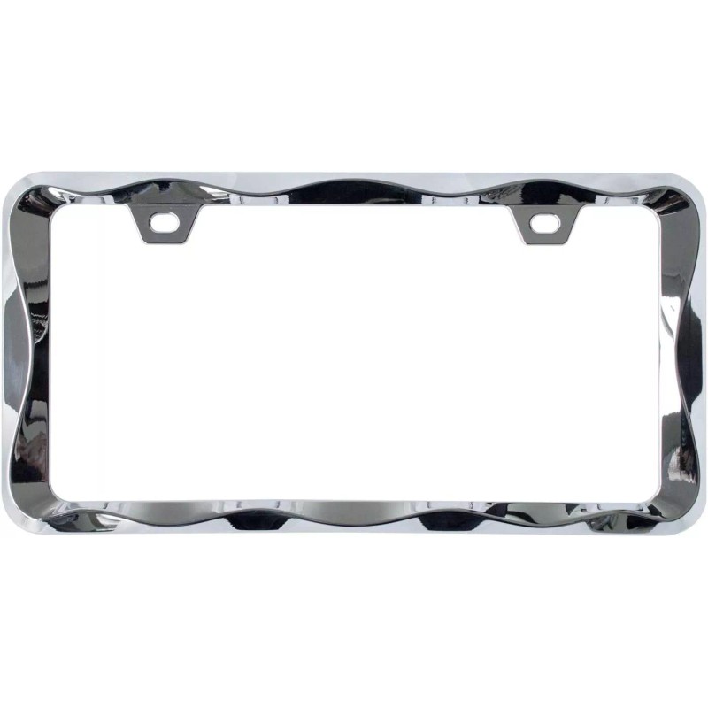 Creathome 3D Curly Wave Pattern Chrome License Plate Frame from