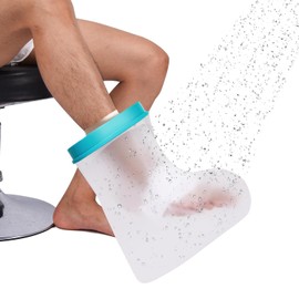 Waterproof Shower Boot for Foot After Surgery, 45cm Long Elastic Cast Cover – Non-Slip Medical Grade Protection for Broken Ankle, Leg, or Toe