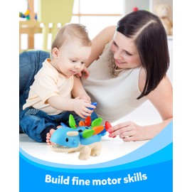 Coogam Dinosaur Fine Motor Skills Toy, The Ankylosaurus Toys 13 Pcs, Sorting Stacking Dinosaur Color Recognition Montessori Educational Gift Game for Year Toddler