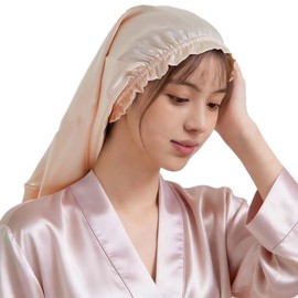 GOXUNYUAN Silk Night Cap, Silk Cap, Night Cap, Hair Cap, For Long Hair, Short Hair, 100% Natural Silk, Prevents Shedding, nude