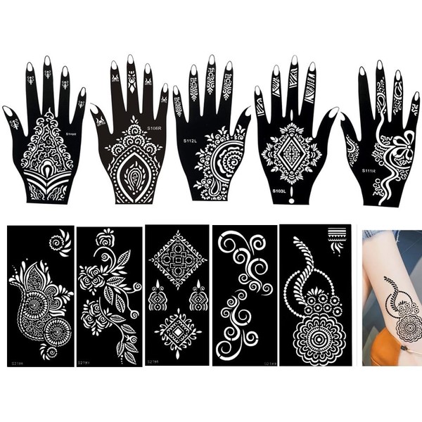 Tonya 10 Sheets Tattoo Template for Body and Hand Painting