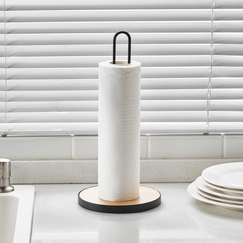 Eden & Willow Premium Metal Kitchen Roll Holder, Black Paper