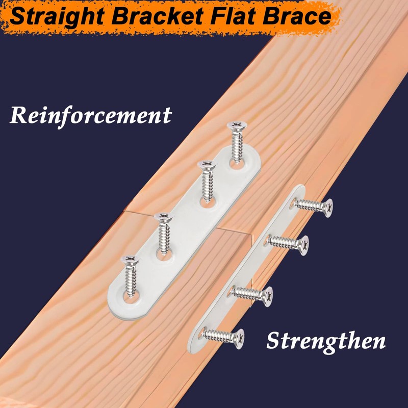 16 Pack 3 inch White Flat Bracket Straight Brace -