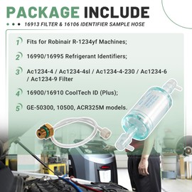 VORGENS 16913 Filter & 16106 Air Tool Fittings, Fit for Robinair R-1234yf AC Machines, 16990/16995 Refrigerant Identifier & AC1234 Series Models - Replace for 16900/16910 CoolTech ID (Plus)