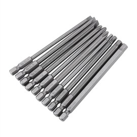 10pcs 1/4 Inch Hex Shank Long Magnetic BST Screwdriver Bits Set 100mm Power Tools (Slotted+Cross+Hex head)