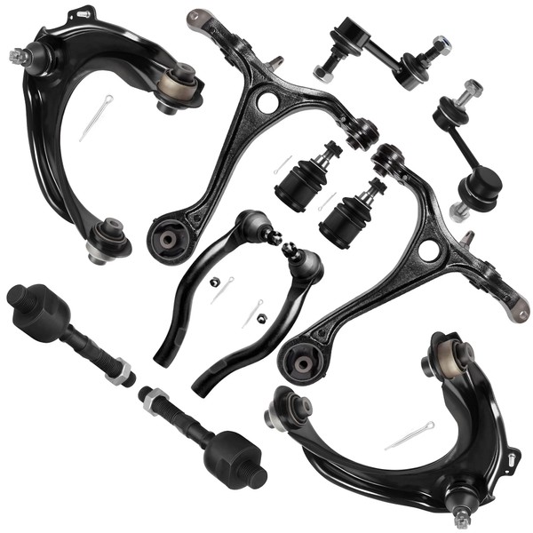 SCITOO 12pcs Front Suspension Kit 2 Upper Control Arm And Ball Joint 2 Lower Control Arm 2 Lower Ball Joint 4 Tie Rods 2 Sway Bars for ACURA TSX 2004-2008 for Honda for Accord Sedan Coupe 2003-2007